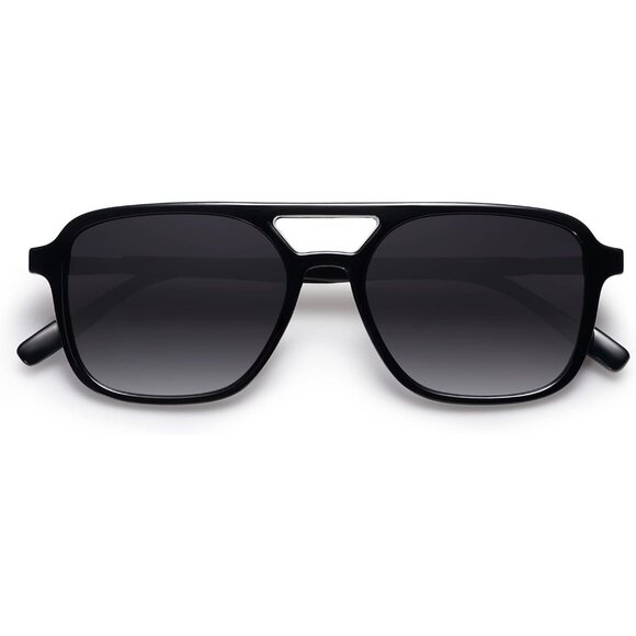 Sojos Women Mens Black Trendy Rectangle Retro Aviator Shades Sunglasses - Picture 4 of 7